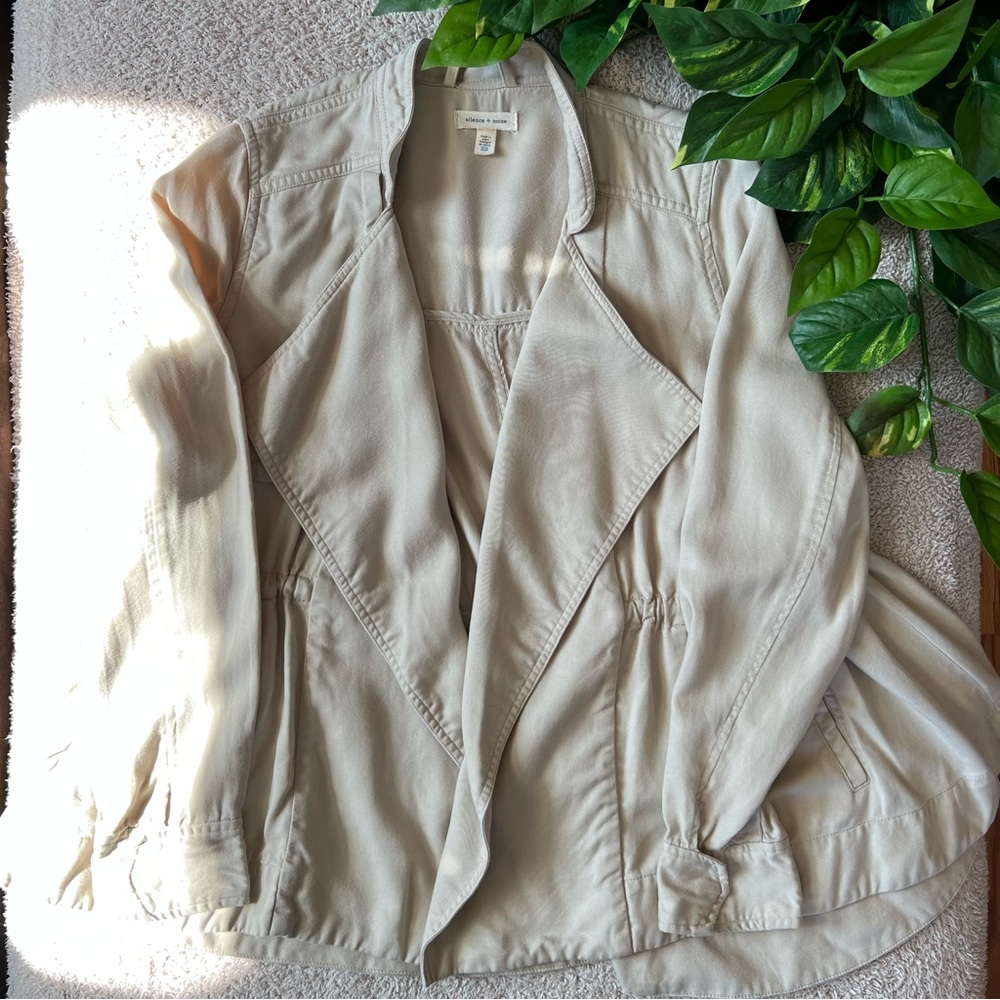 Silence + noise, drape front jacket, size extra small.